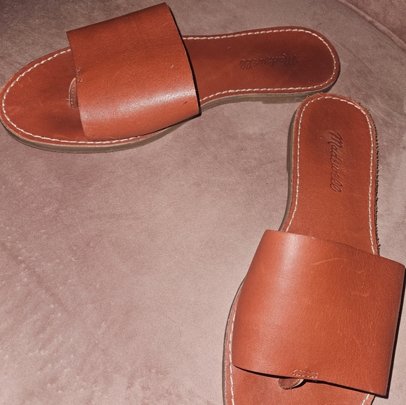 Madewell Tan Leather Slide Sandals - Picture 3 of 5